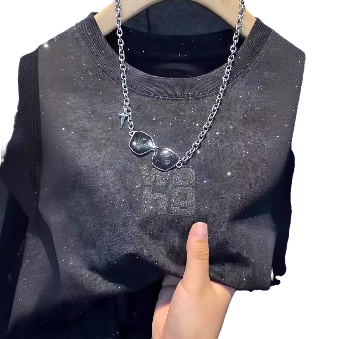 2024 New American Fashion Brand Letter Printed Short sleeved T-shirt Mens Summer Instagram Fashion Brand Loose Casual Top