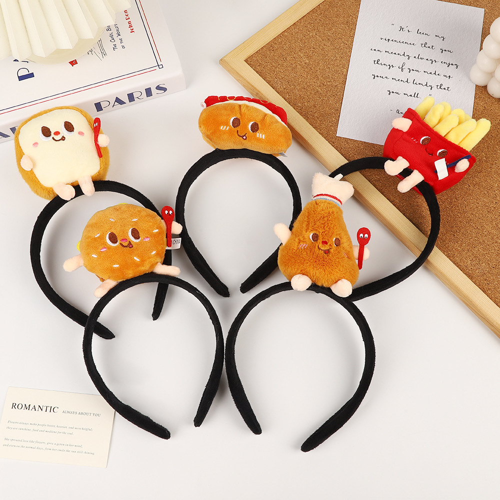 Creative super cute hair bands cute simulation burger fries hair bands internet famous activities photography funny children's hair accessories w