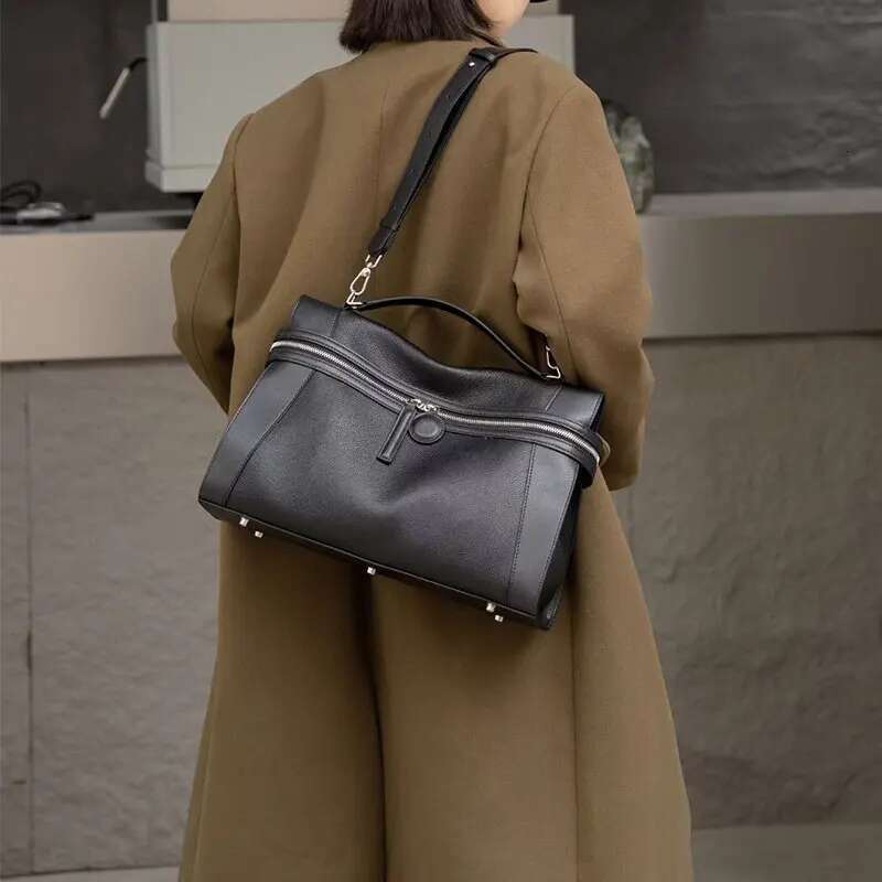 Large Capacity Bag Retro Design High Quality Leather Tote Classic Fashion Handbag Shoulder Crossbody Women Casual