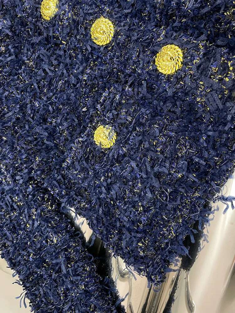 Light Temperament 24 Autumn Winter Lion Head Single Breasted Special Yarn Coarse Tweed Fashionable Slim Fit And Slimm