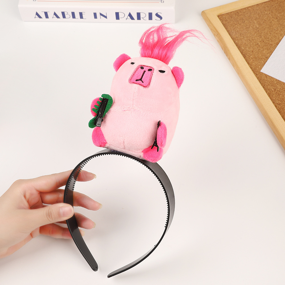 Kapibala series headband Tiktok the same hair pulling headband net red photo cartoon high skull top hair binding headband