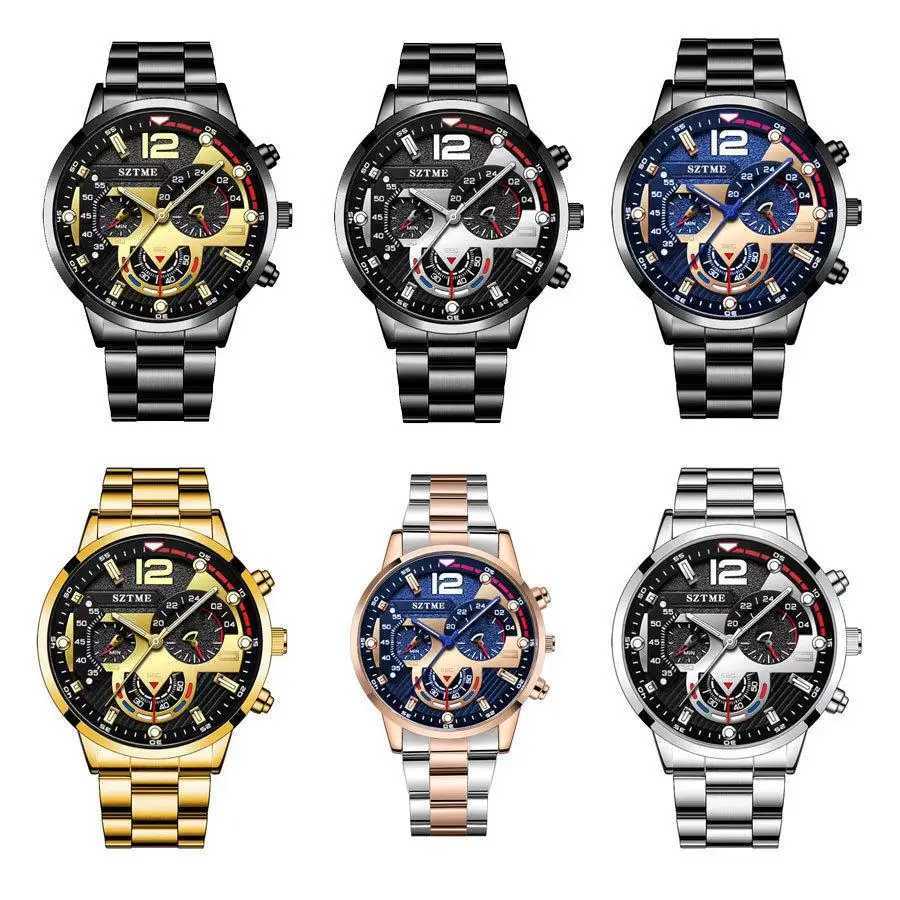 Trendy hot sale live mens fashion stainless steel band business watch luminous pointer with calendar quartz watchX250107