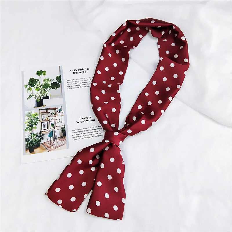 Womens polka dot printed handbag hair cap womens business suit small ribbon tie headband handle headband narrow scarf silk W250107