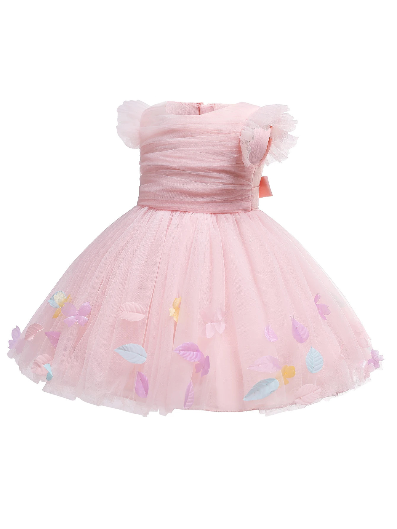Baby Girls Baptism Christening Infant Pageant Dress Pink Bridesmaid Dress Kids Birthday Clothes 250107