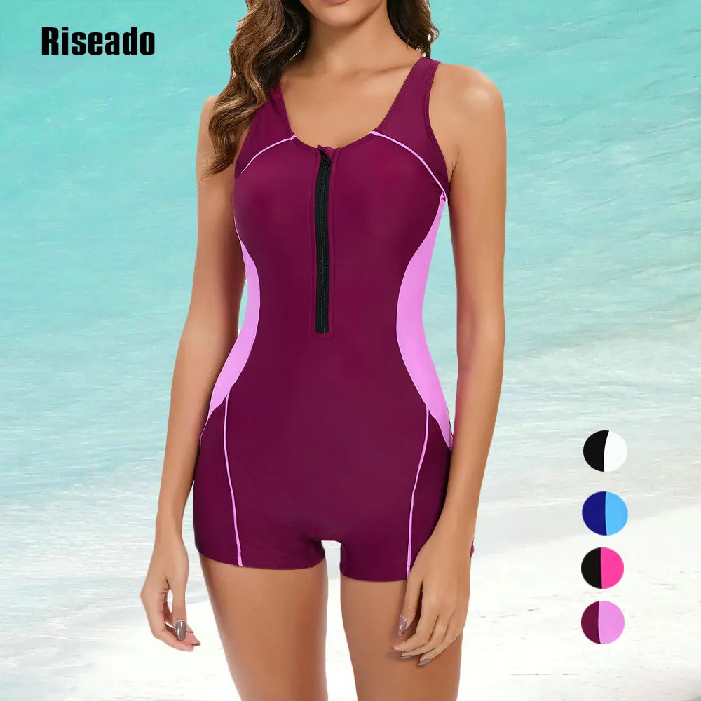 Riseado Sports Swimwear One Piece Swimsuit Sleeveless Surfing Bathing Suit Full Coverage with shorts Pool Training 250106