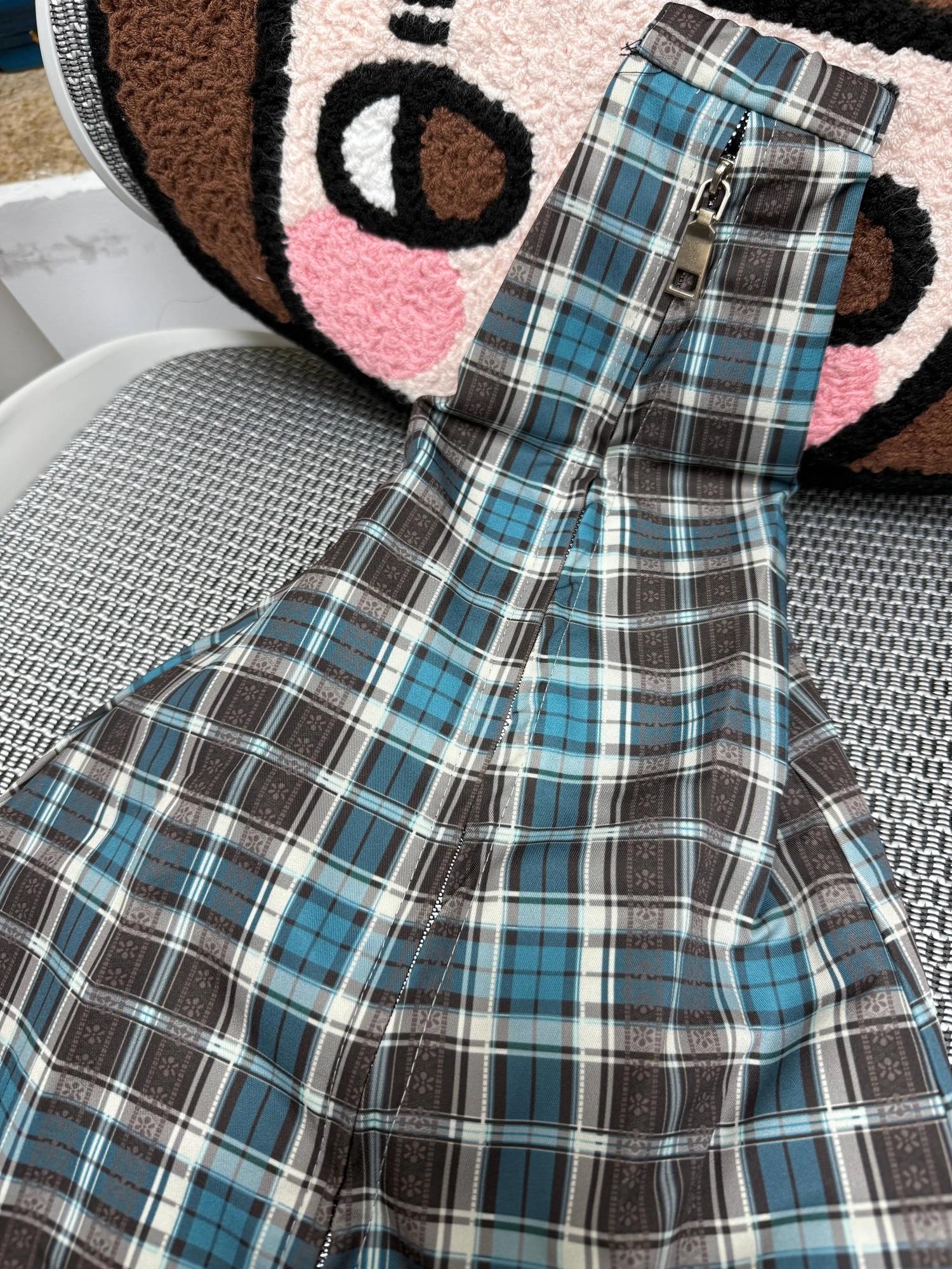 Mens Unisex Jacquard blue plaid one-shoulder messenger bag travel fashion casual bag large-capacity travel sports storage bag 250106