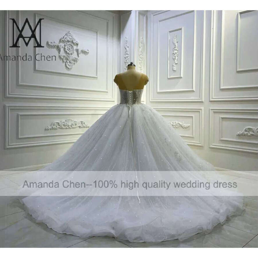 Cap Sleeve Crystal Lace Wedding Dress
