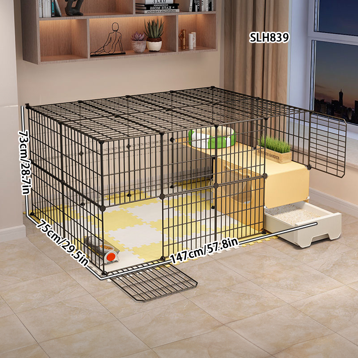 Spacious Dual Layer Indoor Cat House with Bedroom, Bathroom, and Lounge Area - Ideal Pet Habitat