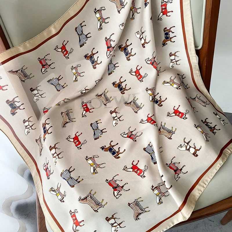 2024 Horse Printed Silk Neck Scarf Womens Square Hair Scarf Foulard Headband Shls Wrs Collar Headband W250106