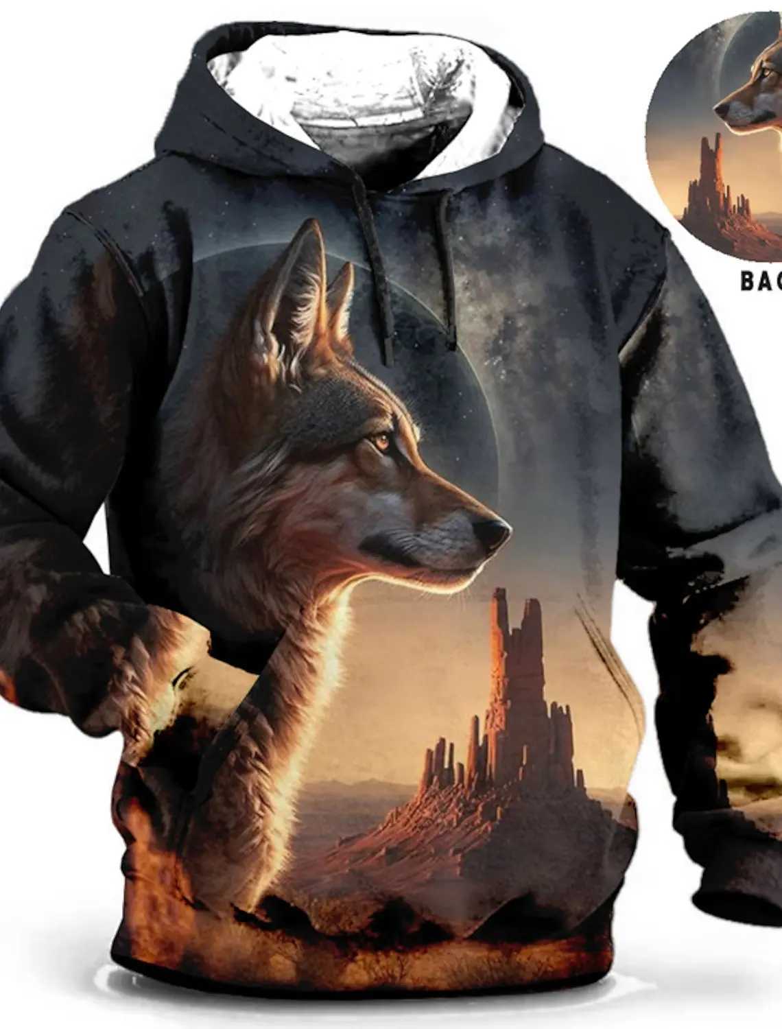 Mens unisex hoodie fashion Pullover hoodie sports hoodie animal wolf lion dragon tiger printed daily 3D printed casual hoodie W250108
