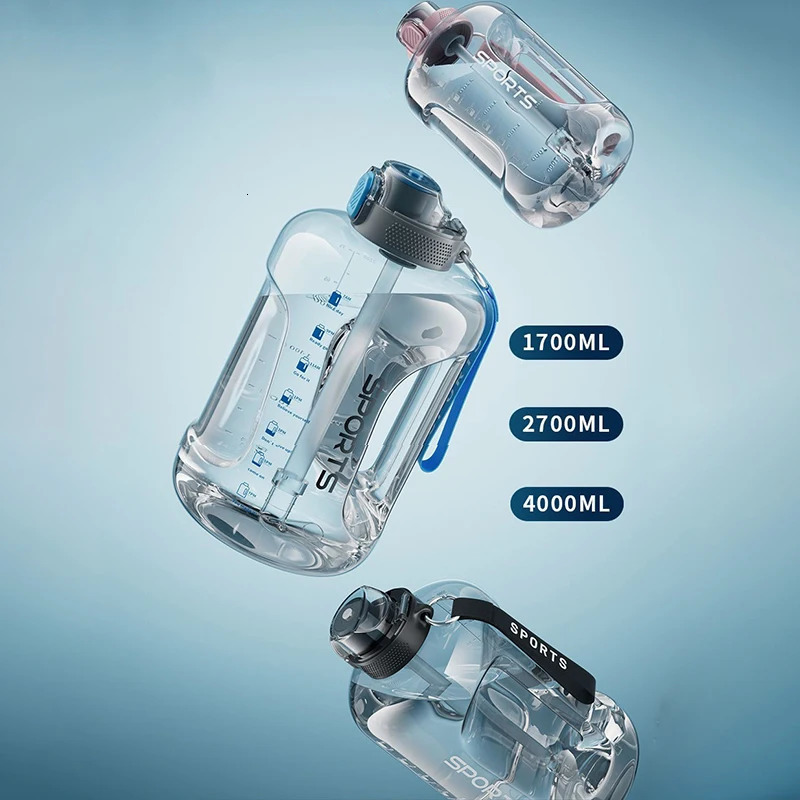 1700ML/2500ML/3800ML Fitness Cup Bpa Free Drinking Bottle Large Capacity Portable PC Sports Water Bottle With Straw 250107