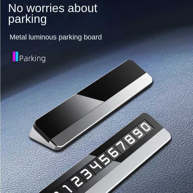 Interior Decorations Car design sticker temporary parking card metal phone number board illuminated sign mobile car H250108OYL5