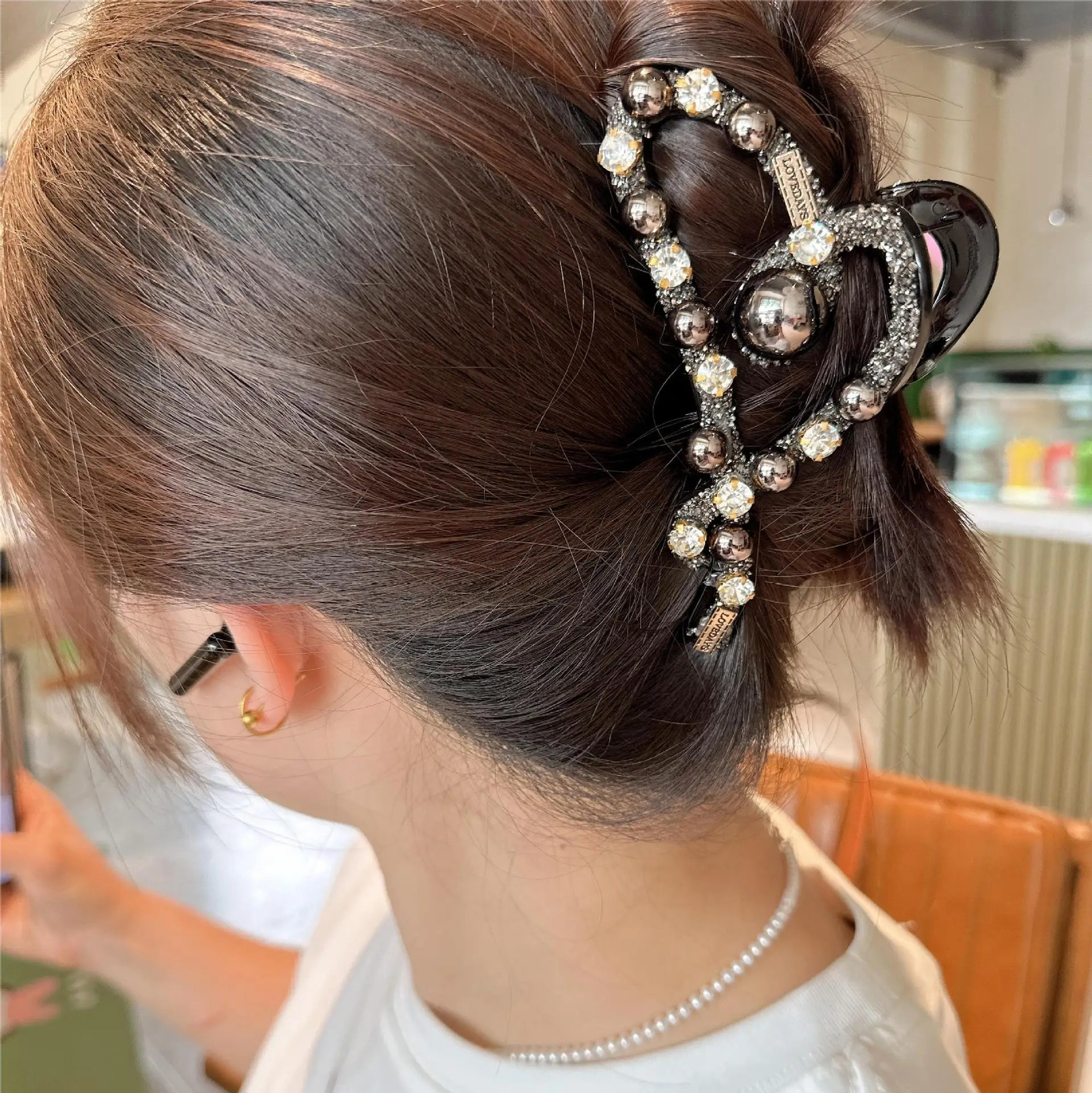 Women Elegant Gold Silver Hollow Geometric Pearl Hair Claw Vintage Hair Clip Headband Hairpin Fashion Girls Hair Accessories 250103