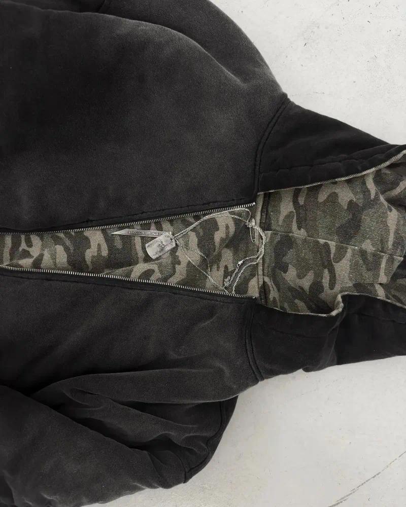 Mens Jackets Y2K Retro Camouflage Reversible Warm Jacket For Women And Men Street Coats Clothes Harajuku Hip-Hop Casual Wear
