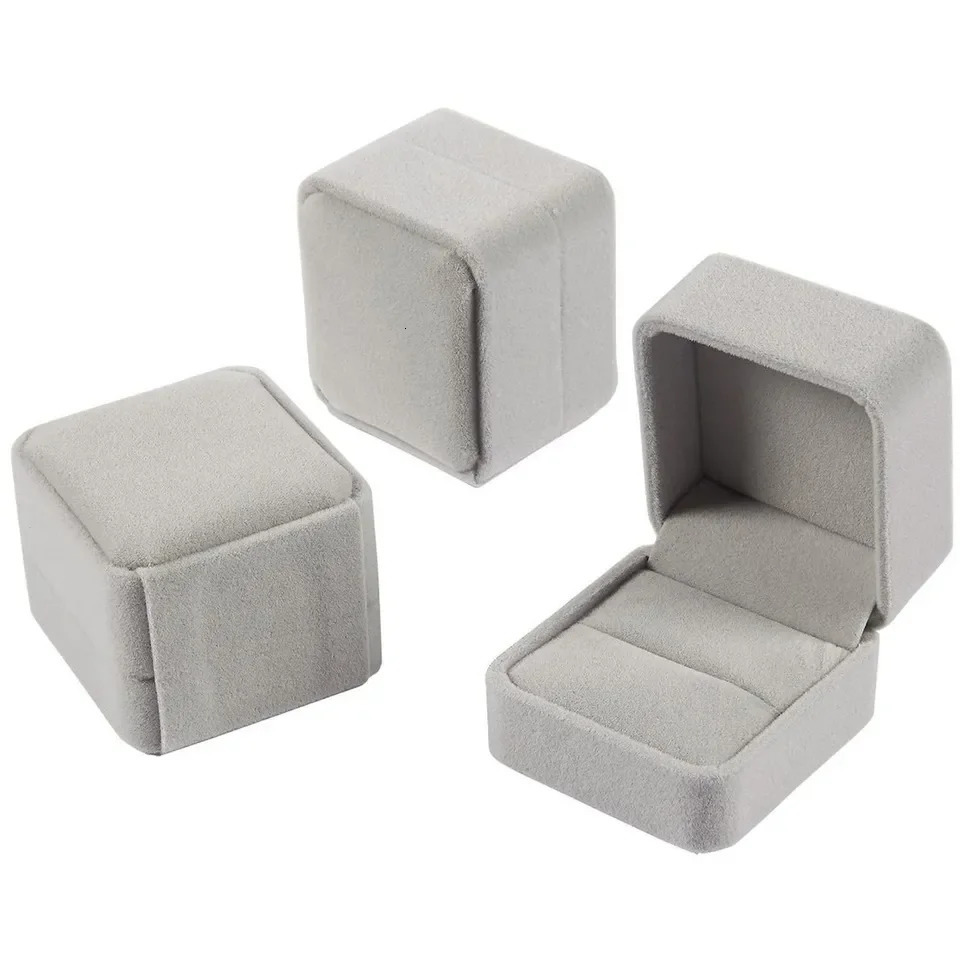 6PCS Square Velvet Ring Box Rings Earrings Studs Storage Organizer Jewelry Gift Case Romantic Proposal Wedding Ring Box 250106