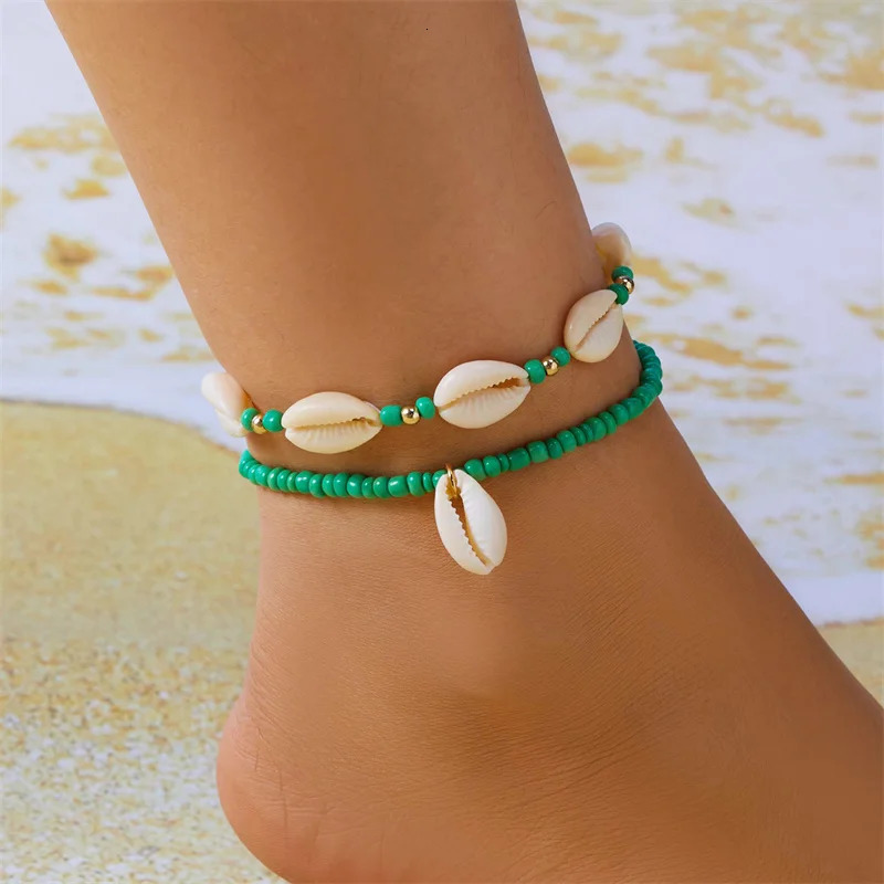 Stackable Boho Rice Beads Shell Anklets For Women Multicolor Simple Aesthetic Summer Beach Ankle Chain Jewelry Friendship Gift 250107