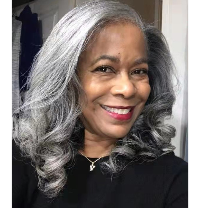 Natural Wave Gray Short Bob Salt And Peppe Glueless Closure Lace Wig Brazilian Human Hair Ready to Wear Lace Wigs For Women 5x5 hd lace softly