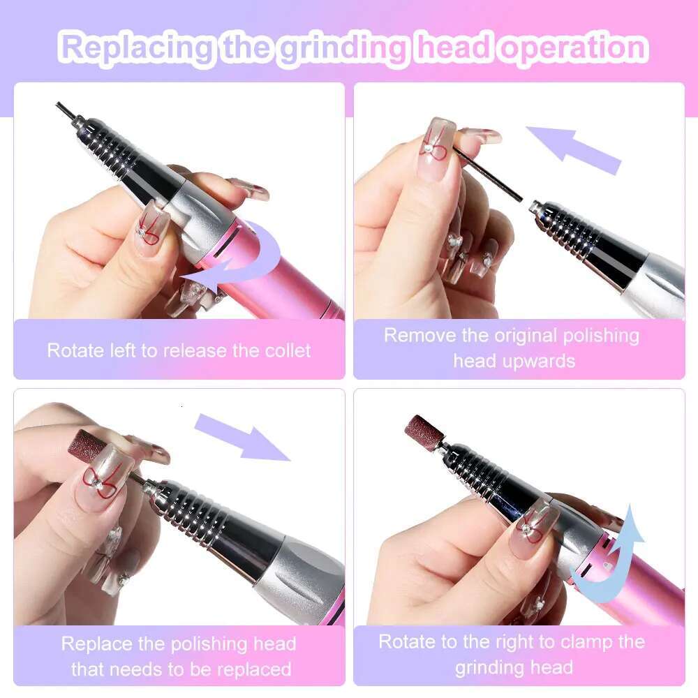 96W Rechargeable LED UV Lamp And 35000RPM Nail Drill hine with Dias Heart-Shaped Design for Manicure Polishing Dryer