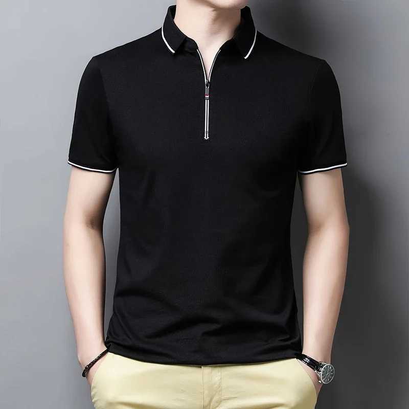 New Mens Casual and Fashionable Solid Color Short Sleeved Polo ShirtXJ250108