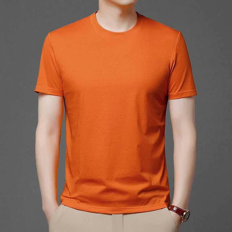 summer new mens solid color round neck casual trend retro short sleeved pure cotton sports casual T-shirt top M250108