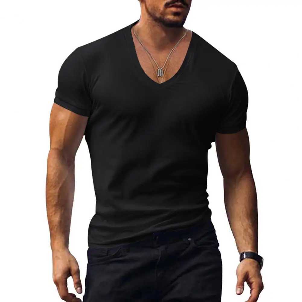 High Quality Mens V-neck solid color sweatshirt absorbent zipper top breathable dress tight fitting shirt summer top T250108