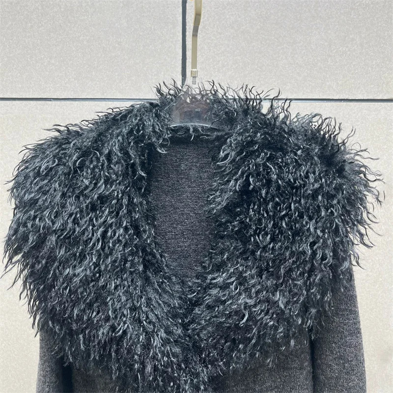 winter coats woman 2024 Detachable fur collar decorative Trench coat Double breasted slim fit Long wool blend windbreaker 250103