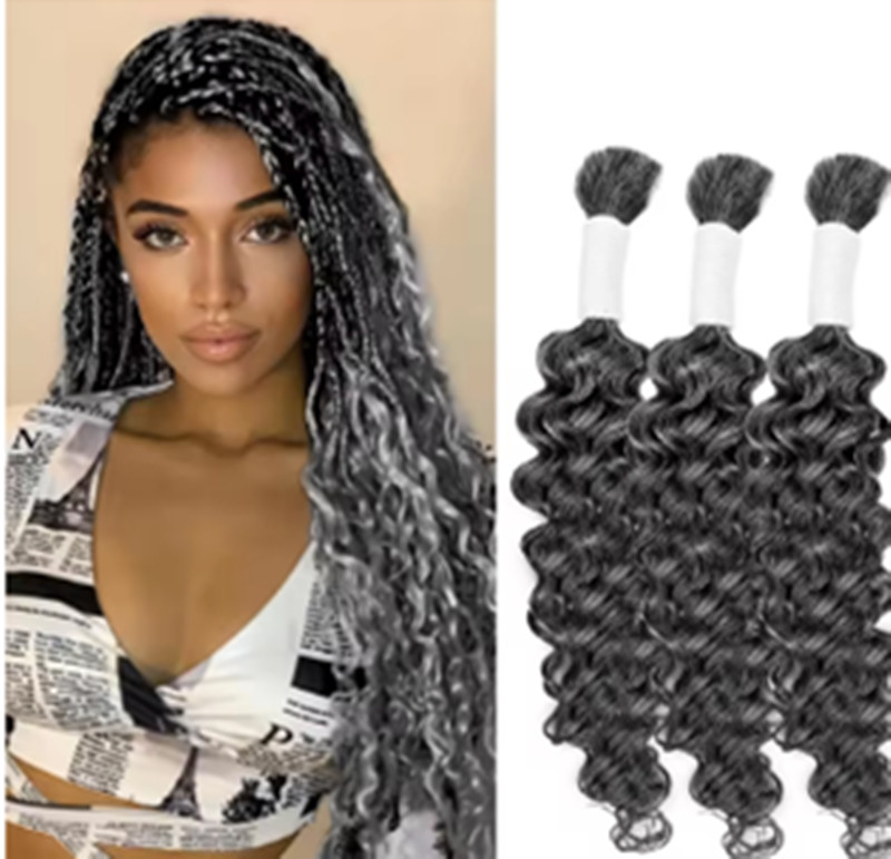 Grey Deep Wave Bulk Human Hair for Braiding 1 Bundles No Weft Salt Pepper colour Gray Curly salt and peper raw Hair Extensions for Braids DIVA25