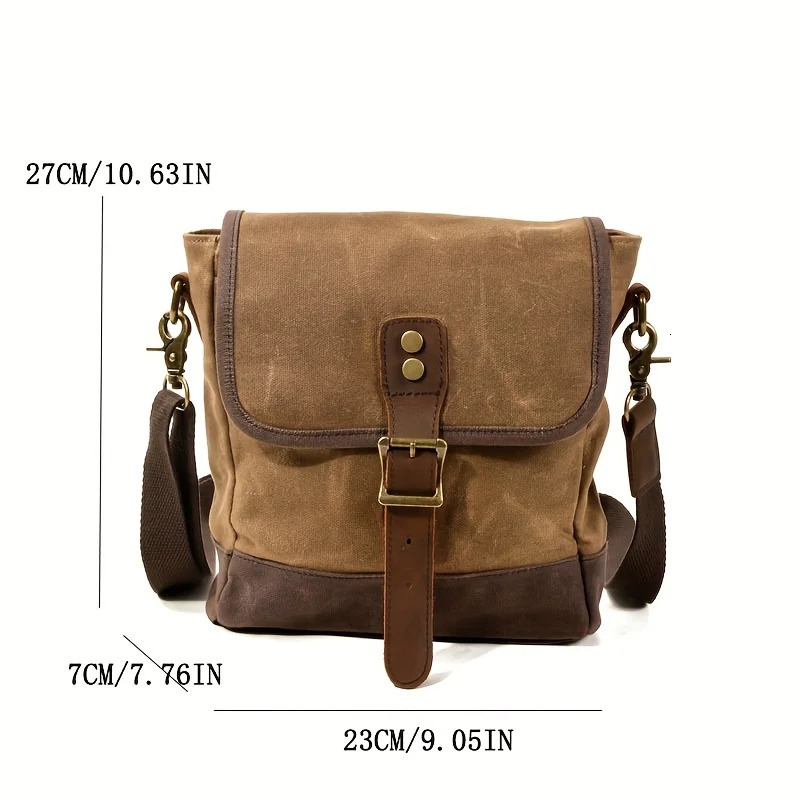 Japan and South Korea mens fashion crossbody bag shoulder bag oil waxed canvas with leather leisure outside travel bag 250207