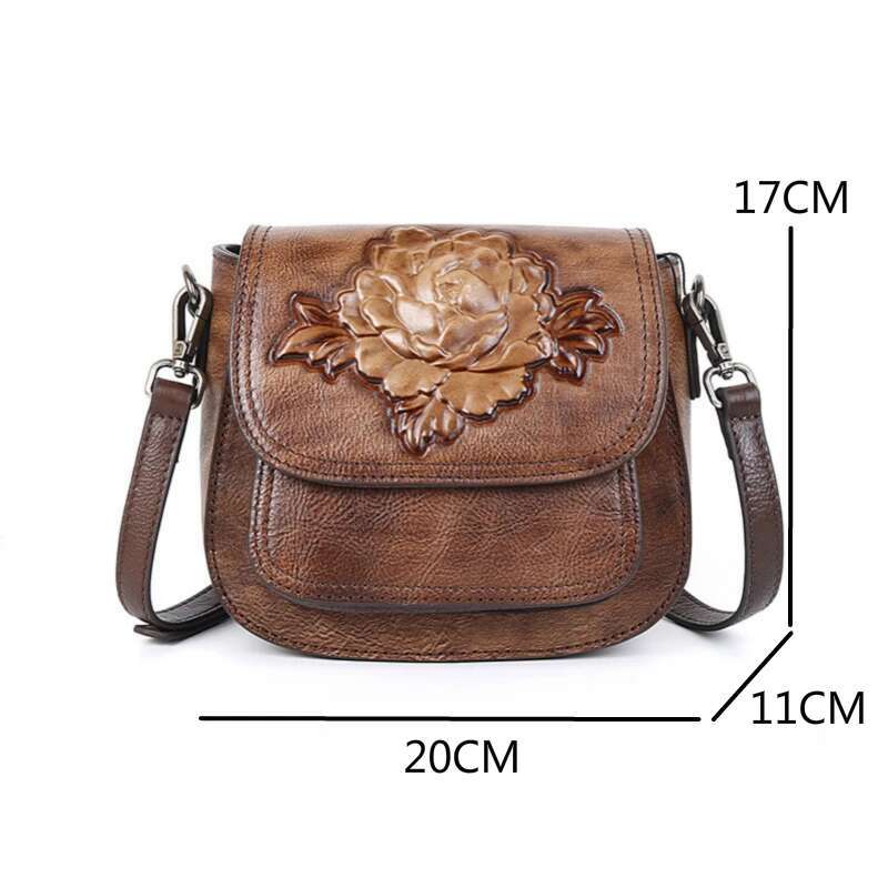 MOTAORA Handmade Emed Women Shoulder Bags For Female Genuine Leather Handbag Vintage Woman Saddle Crossbody Bag 2024