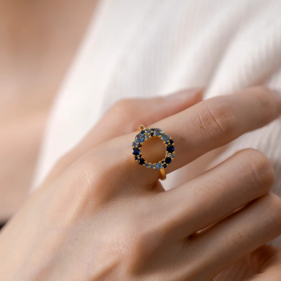 VEWANT 925 Sterling Silver Aquamarine CZ Irregular Blue Rainbow CZ Ring Women Wedding Fine Jewelry Crystal Gift 250106
