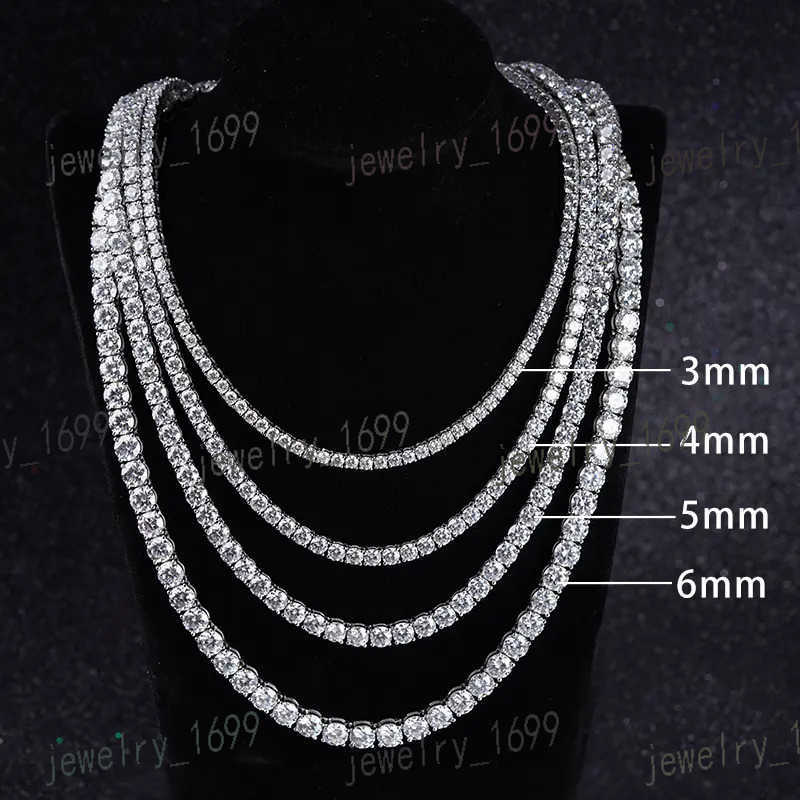 Hot Sale Men Women Moissanite Diamond Necklace 3mm-6mm 14K White Gold Tennis Chain