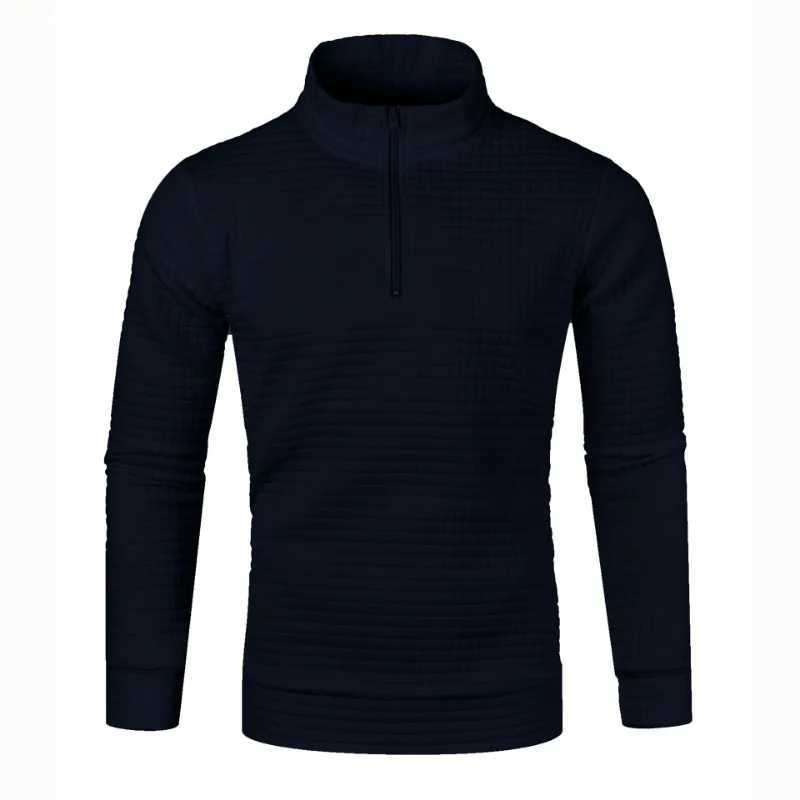 Mens hoodie zipper design solid color stand up collar jacket. Mens Jacquard Checkered Hoodie W250108
