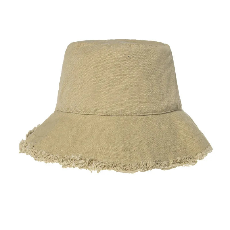 Raw Edge Bucket Hat Sunscreen Solid Color Foldable Sun Hat Outdoor Travel Casual For Men Women Fisherman Hatst 250107