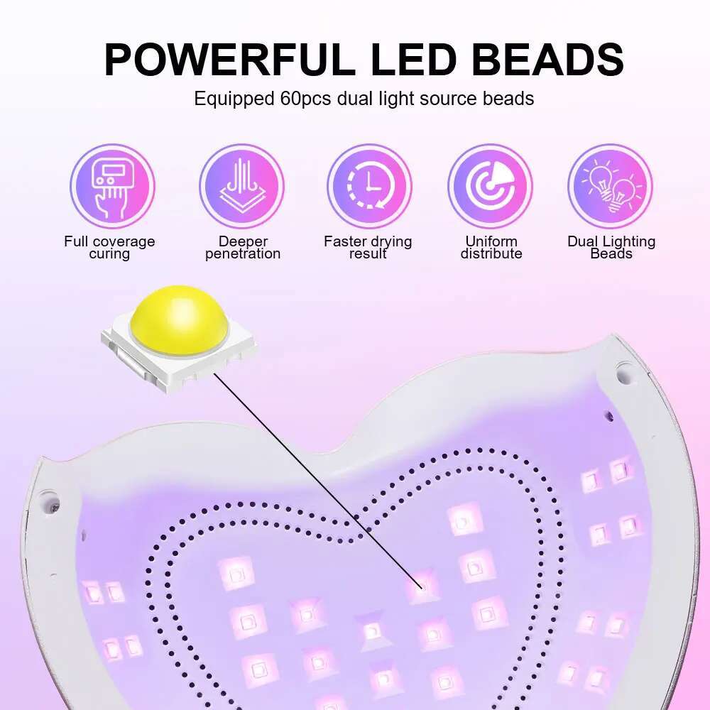 With Rhie Heart Shape Professional Nail Gel Dryer Pedicure hine LED Light For Nails Portable UV Lamp Gadgets