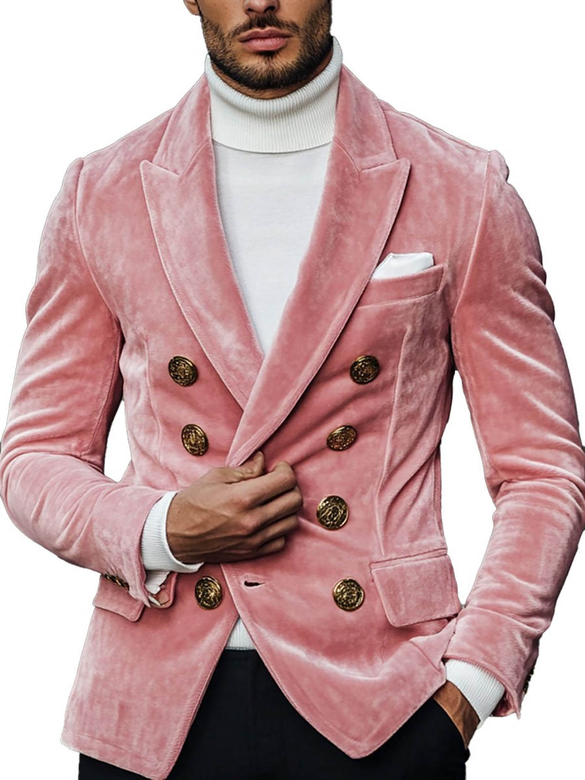 Casual Pink Wedding Tuxedos 1 Piece Set Jacket Double Breasted Men Suit Peaked Lapel Fashion Style Party Suits Customized