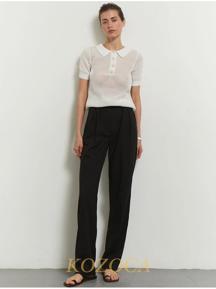 Kozoca Summer Outfits Short Sleeve Solid Polo Shirt Women Fashion Office Ladies Tops T-Shirts Casual Tees Elegant Clothes 250107