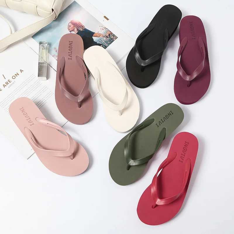New Arrival Womens shoes slider casual Med candy color rubber flip wedge beach platform luxury Hawaii T250108
