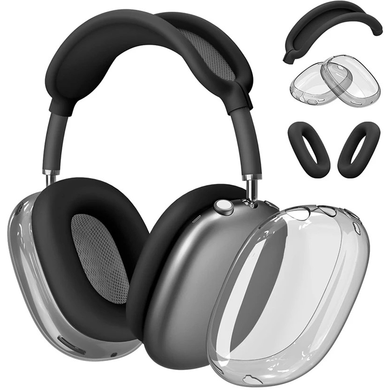 3 In 1 Silicone + TPU Clear Soft Washable Headband Cover for Airpods Max 2 Max2 Bluetooth Headphones Accessories Protective Case Replacement Cover Ear