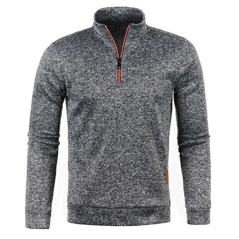 Mens wool sportswear casual long sleeved stand up collar half zipper mens solid color hoodie spring and autumn outerwear W250108
