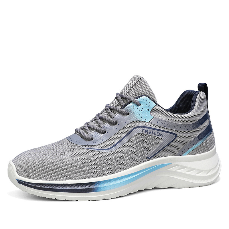 Men Sports Shoes Thick Sole Anti-slip Mesh Breathable New Fashion Outdoor Running Sneakers Triple Black White Grey Free shipping