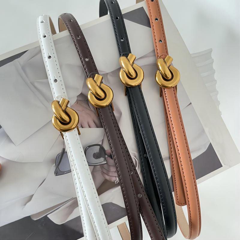 Women's Belts Real Leather Female Waistband High Quality Thin Waist Strap Metal Buckle For Dress Belts