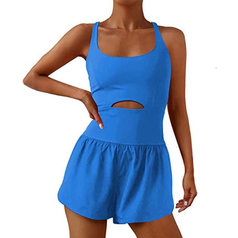 European American Fashion Women's Yoga Shorts With Hollowed Out Cross Shaped Back, Loose Comfortable Fiess Clothes, Vest, And More
