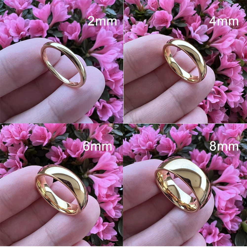 iTungsten 2mm 4mm 6mm 8mm 10mm Gold Plated Tungsten Ring For Men Women Couple Engagement Wedding Band Trendy Jewelry Comfort Fit 250107