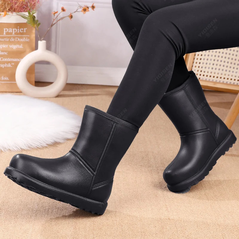 Winter Womens Velvet Rain Boots Thickeneded High-Top Snow Boots Comfortable and Warm Womens Shoes Waterproof Non-Slip Boots 250106