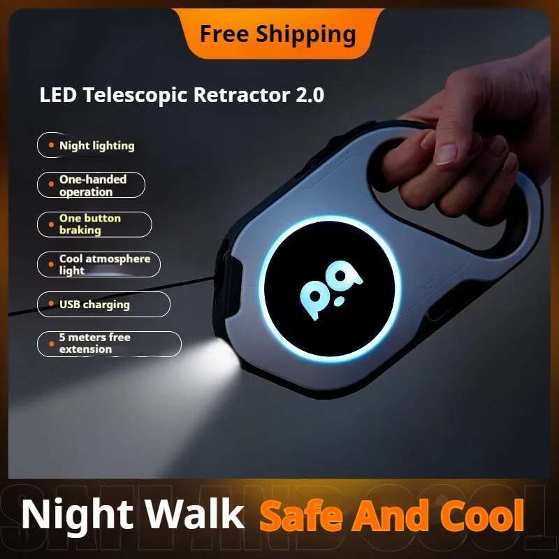 Explosive Technology Night Outdoor Pet Dog Supplies LED Light Automatic Retractable Traction Rope