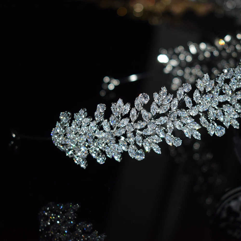 Cubic Zirconia Headbands Silver Color Bridal Crowns Elegant Headwear Prom Hair Wear Wedding Hair Accessories Party Jewelr 250107