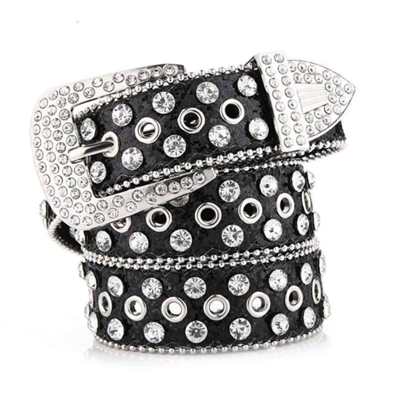 Goth Rhinestones Belts Women PU Leather Straps Rhinestones Belts Cow Y2K Fashion Belt for Jeans Men 250107