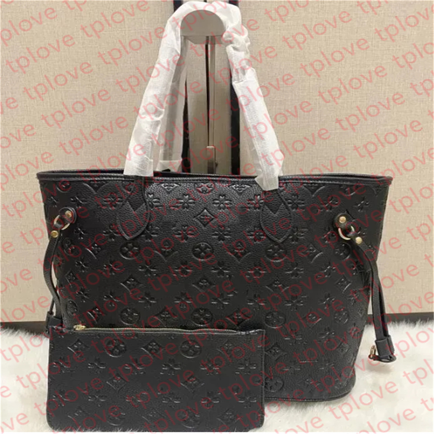 2pcs/set Luxury Designer Bag Embossed Flower Women Louise Handbags Shoulder Bags Fashion Composite Lady Clutch Tote Naverfull Bag Purse Wallet w012