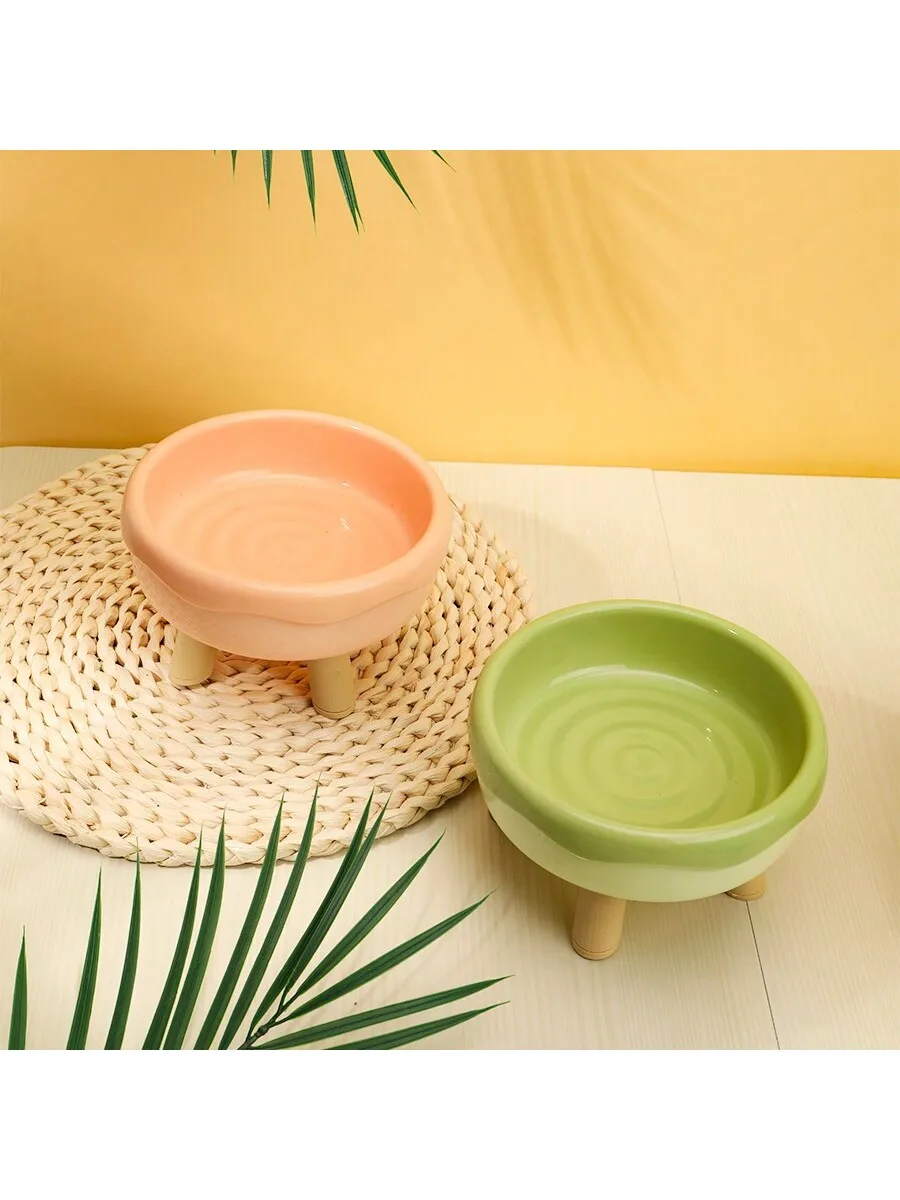 175691 Ceramic cat bowl, natural material, fired at high temperature, solid and smooth, easy to clean and non-toxic