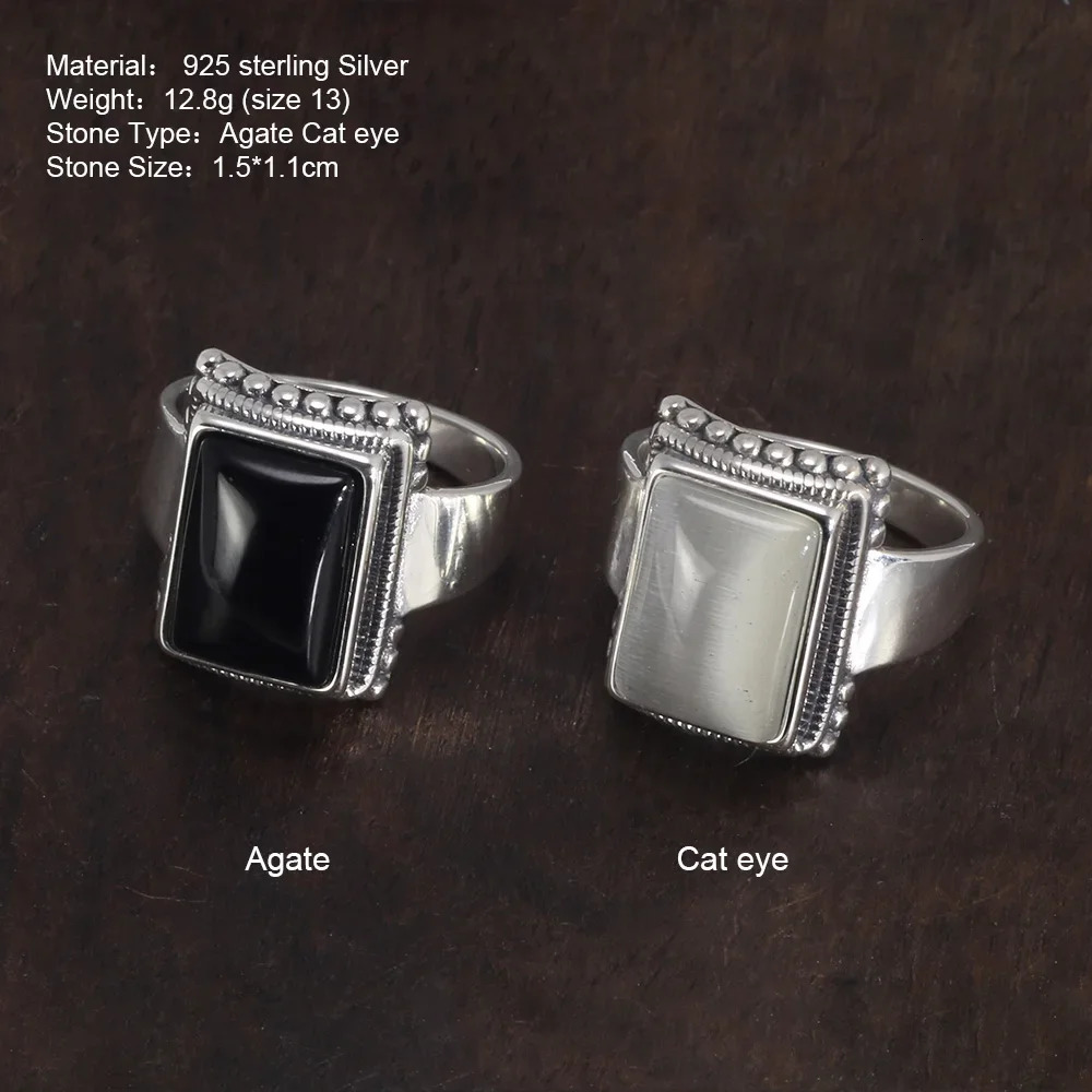 Solid 925 Sterling Silver Lucifer Rings with Black Onyx Natural Stone Handmade Statement Ring TV Show Jewelry 250106